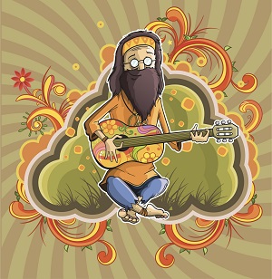 Hippie with guitar